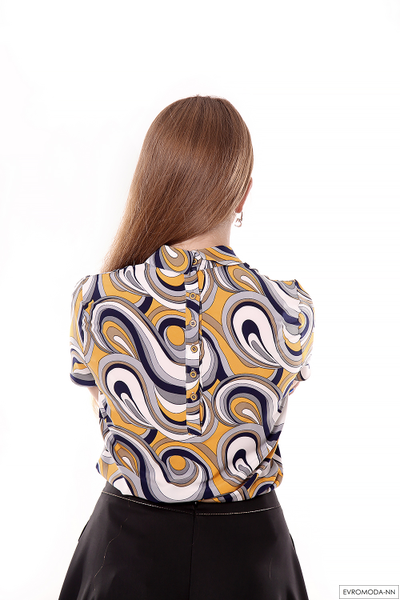 Блузка с жабо принт 813 Pretty One р. 38/ 46 RU