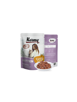 Пауч Karmy (Карми) влажный корм (пауч) для котят и кормящих кошек, курица в соусе 80 г