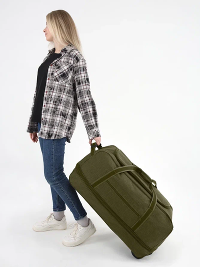 Дорожная сумка на колесах с выдвижной ручкой, хаки