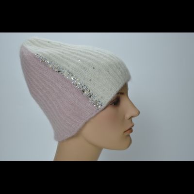 Шапка Vizio 1384 CY белая с розовым