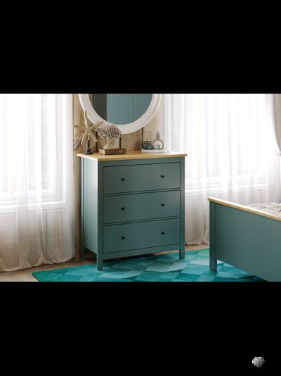 2.08.02.020.6 САГА комод 3 ящика темно-бирюзовый