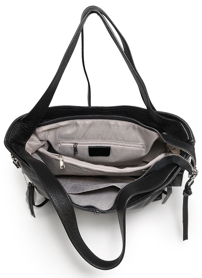 (АРТИКУЛ: 8700/1) СУМКА ЖЕНСКАЯ, СРЕДНЕГО РАЗМЕРА, НАТУРАЛЬНАЯ КОЖА, ЧЕРНАЯ, РЕМЕНЬ ЧЕРЕЗ ПЛЕЧО