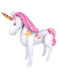 Фольгированная ходячая фигура с гелием "Волшебный единорог" 1,06 м