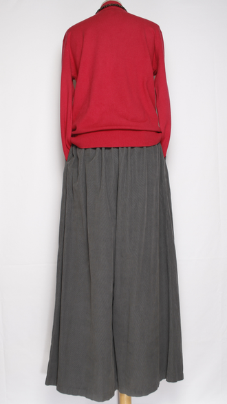 Брюки вельветовые"Палаццо защипы пояс" графит до 54