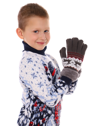 Перчатки детские с оленями коричневые