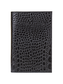 Обложка для паспорта BEFLER "Кайман", натуральная кожа, тисненение "крокодил", черная, O.1.-13