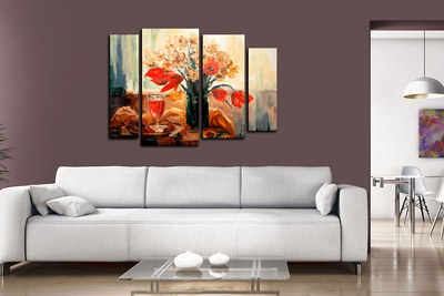 Модульная картина "Цветы и вино"