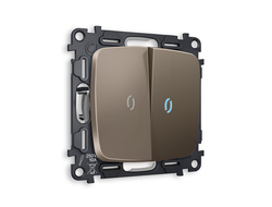 Выключатель 2-кл с подсветкой 10000K Темная бронза матовый - Ambrella Volt - OMEGA