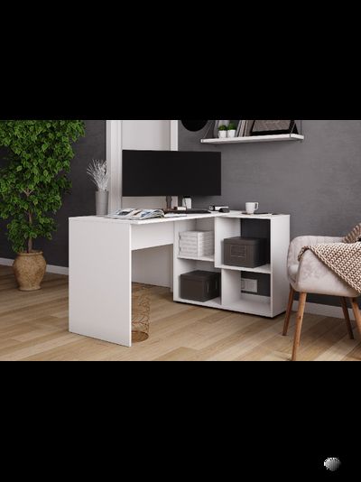 СКМУ-4 компьютерный стол угловой Белый с тиснением «Древесные поры»