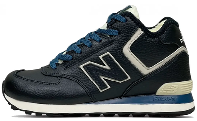 New Balance 574 High Leather с мехом Blue