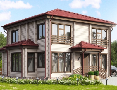 Дом из клееного бруса в два полных этажа ПБ-07, 195 м2