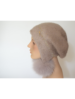 Vizio Италия 6970 розовая шапка ушанка с помпонами фото