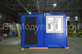 Модульное здание КПП 6мх3.45м (утепление 100мм) г. Тобольск Ral 5005 (Насыщенный синий), внутри МДФ панели