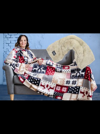 Зимние узоры и Грелка шарф Бежевая