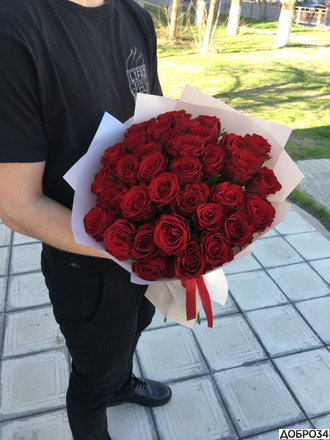 Букет из 35 красных роз Одинокая звезда фото3