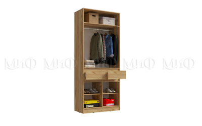 Прихожая Роджина Шкаф 2-х ств (1000х2400х520) Графит/Дуб крафт белый