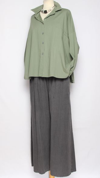 Рубашка хлопок "Большой карман" хаки до р.56