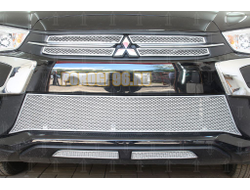 Защита радиатора для Mitsubishi ASX 2017-2019 chrome центр PREMIUM