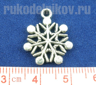 подвеска "Снежинка(тип 2)", цвет-античное серебро, 4 шт/уп
