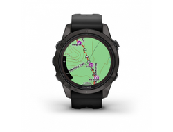 Умные часы Garmin Fenix 7S PRO Sapphire Solar титановый угольно-серый DLC с силиконовым ремешком