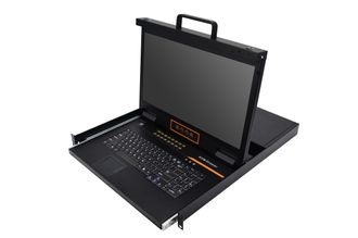 Выдвижная LCD KVM консоль с монитором Kinan 18.5&quot;, PS/2+USB, Клавиатура Ultra-Slim, Тачпад, TFT-дисплей, 16 портов VGA, каскад до 512 устройств, разрешение WideScreen FullHD 16:9 до 1920x1080 60Hz,локальная (без доступа через интернет) (XW1816)