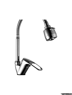 Смеситель для кухни с гайкой хром с гибким изливом Rainsberg R3213F-8