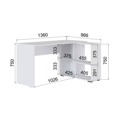 СКМУ-4 компьютерный стол угловой Белый с тиснением «Древесные поры»