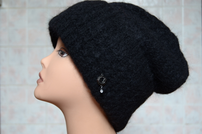 Вязаная шапка с отворотом  Vizio Италия 5967 CR черная