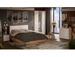 Композиция Спальни ХИЛТОН Дуб Крафт золотой/Белый матовый