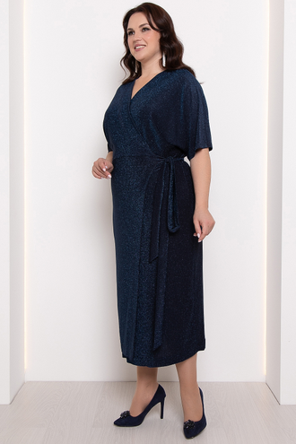 Платье с люрексом 6158 темно-синий. Размеры: с 44 по 62.