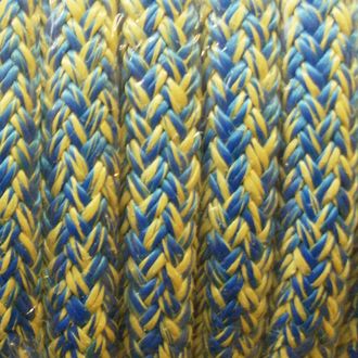 Плоский шнур с оплёткой Kewlar — Pes HT, цвет голубой — жёлтый, диаметр 12 мм