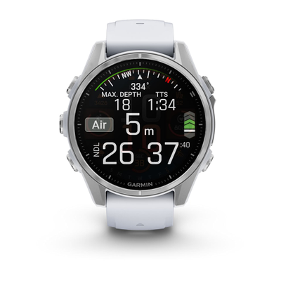 Умные часы Garmin Fenix 8 - 43 мм, AMOLED серебристый корпус, белый ремешок (010-02903-00)