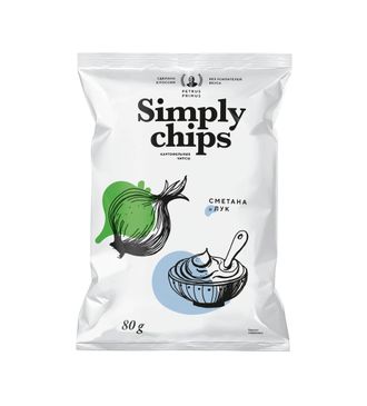 Картофельные чипсы Симпли чипс Simply chips Сметана и лук, 80 гр