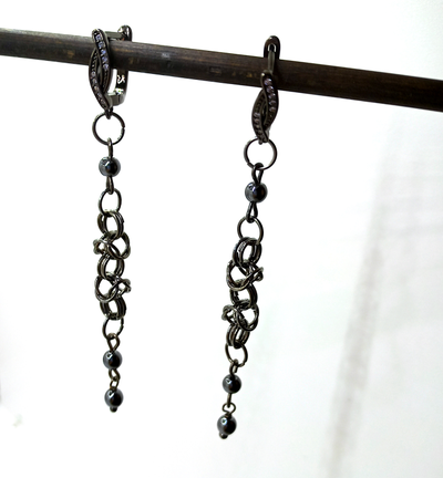 Серьги с гематитом "Переплетение"