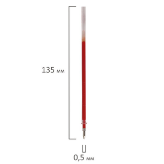 Стержень гелевый STAFF "Basic", 135 мм, КРАСНЫЙ, узел 0,5 мм, линия письма 0,35 мм, 170233