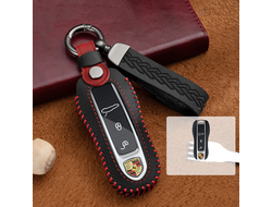Чёрный чехол для ключа Порше нового образца (freedom red line)