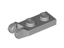 Hinge Plate 1 x 2 Locking with 2 Fingers on End and 7 Teeth without Bottom Groove, Light Bluish Gray (54657 / 6267048)