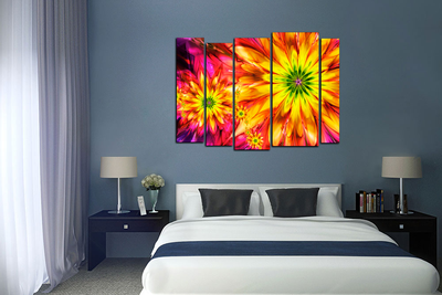 Модульная картина "Бушующий цвет"