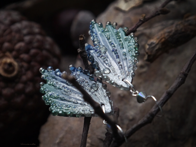 Серьги-крылья с капельками "Тайна Хрустального Леса", романтичный подарок девушке