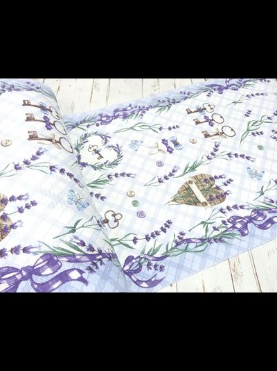 Вафельное полотно 176 г/м2 цвет белый принт сиреневый Прованс