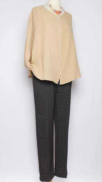 Брюки "Прямые" трикотажные серые клетка р.48-58