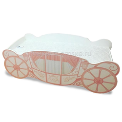 ЗАБ036 Кровать-карета розовая. Размер: 740*670*1740. Спальная зона: 700*1570.