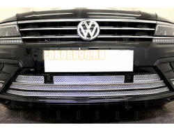 Защита радиатора Volkswagen Tiguan II (SportLine) 2016- (5 частей) chrome низ PREMIUM