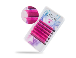 ЦВЕТНЫЕ РЕСНИЦЫ, FOR YOU WITH LOVE, PINK МИКС 8-13 (6 ЛЕНТ)