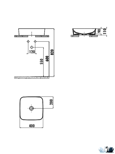 Раковина Creavit Ultra UL040-00CB00E-0000 40 х 40 см на столешницу, глянец белоснежного цвета