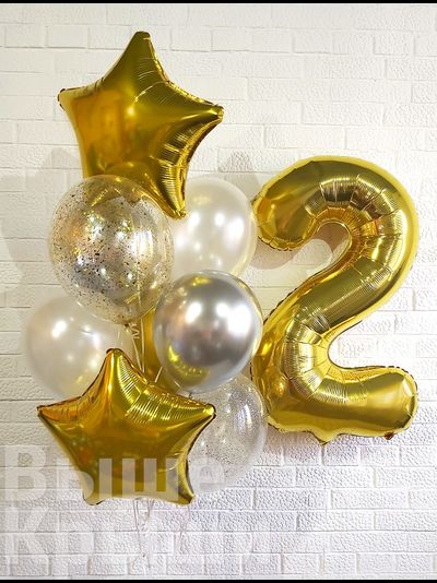 Сет "Белое золото" (10 шариков + 1 цифра)