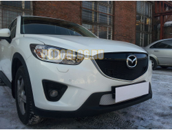 Защита радиатора Mazda CX-5 2012-2014 black с парктроником верх