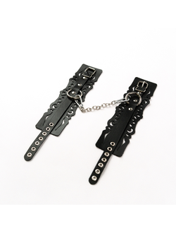 СH-1123 Оковы из черной кожи с узорами CRAZY HANDMADE