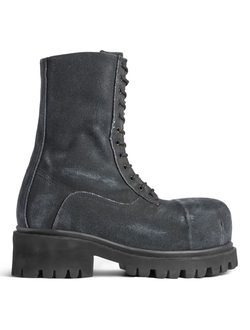 Balenciaga Stomper Boot Cotton Canvas Black