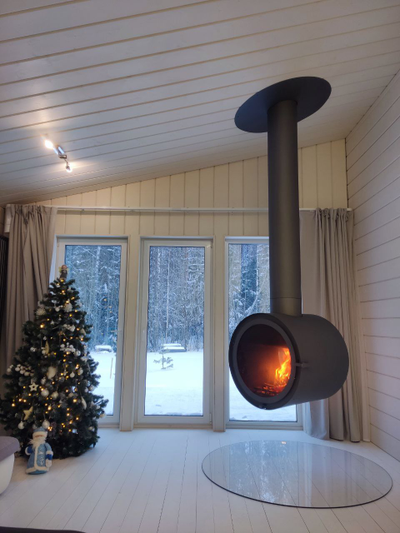 Парящий двусторонний камин RING с вращающейся топкой